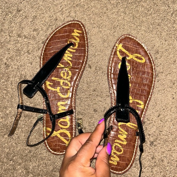 Sam Edelman Black and Brown Sandals with Ankle Wrap - Picture 3 of 13